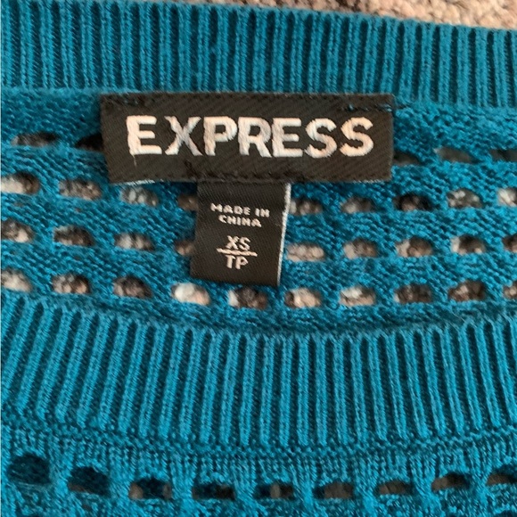 Express Teal Crew Neck Sweater with Holes for Accent Layer - Picture 2 of 4